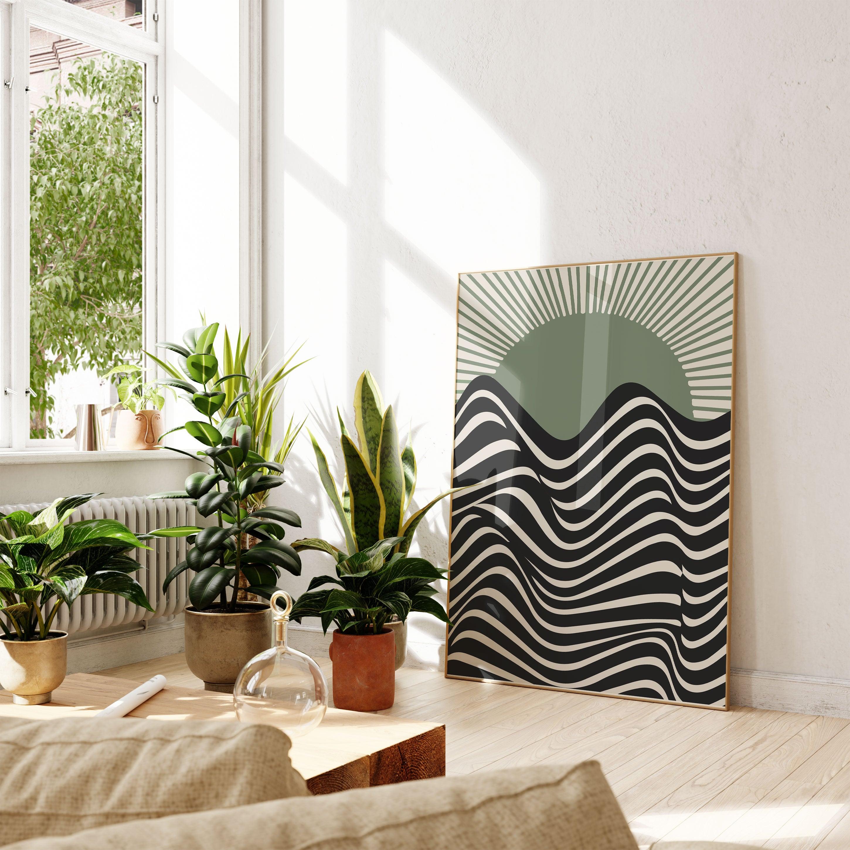 Bauhaus Green Sun - stravee - Wall Art Print
