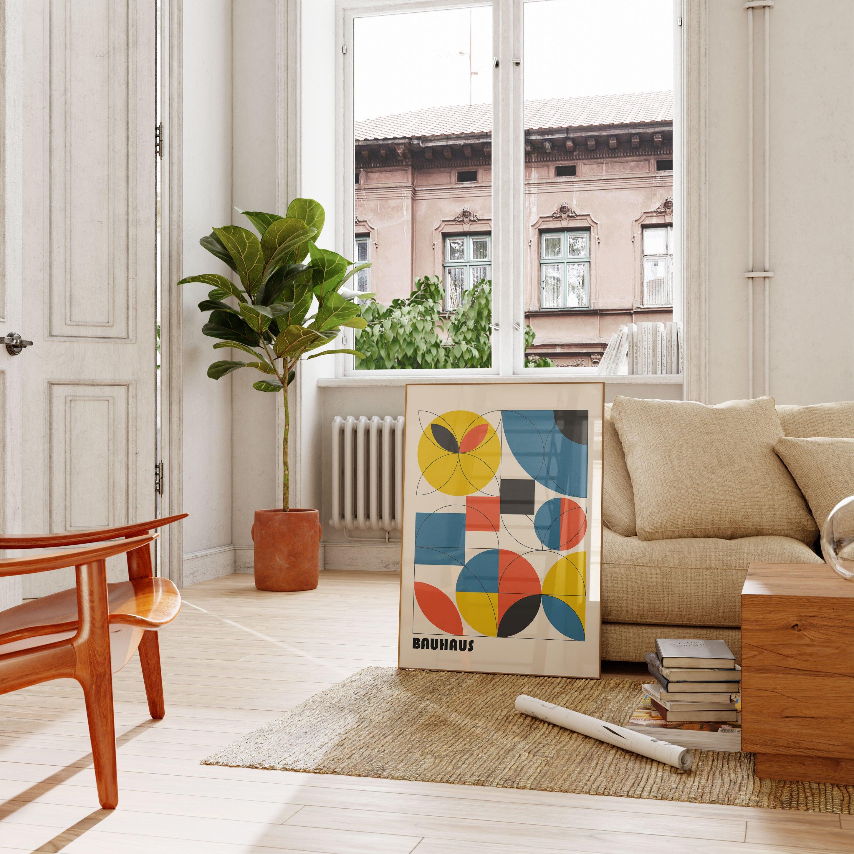 Bauhaus Multi Colour Semicircles No1 - stravee - Wall Art Print