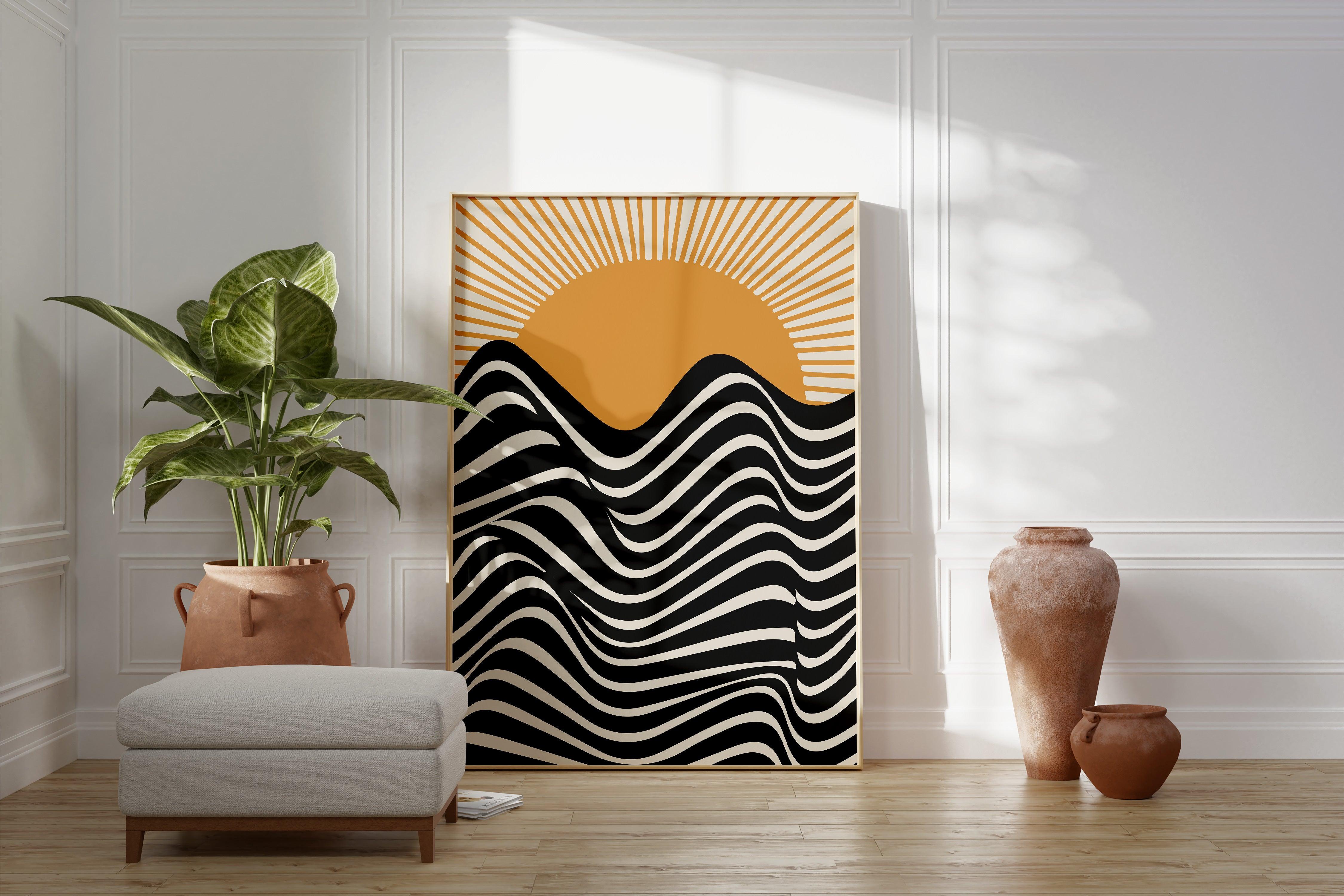 Bauhaus Orange Sun - stravee - Wall Art Print