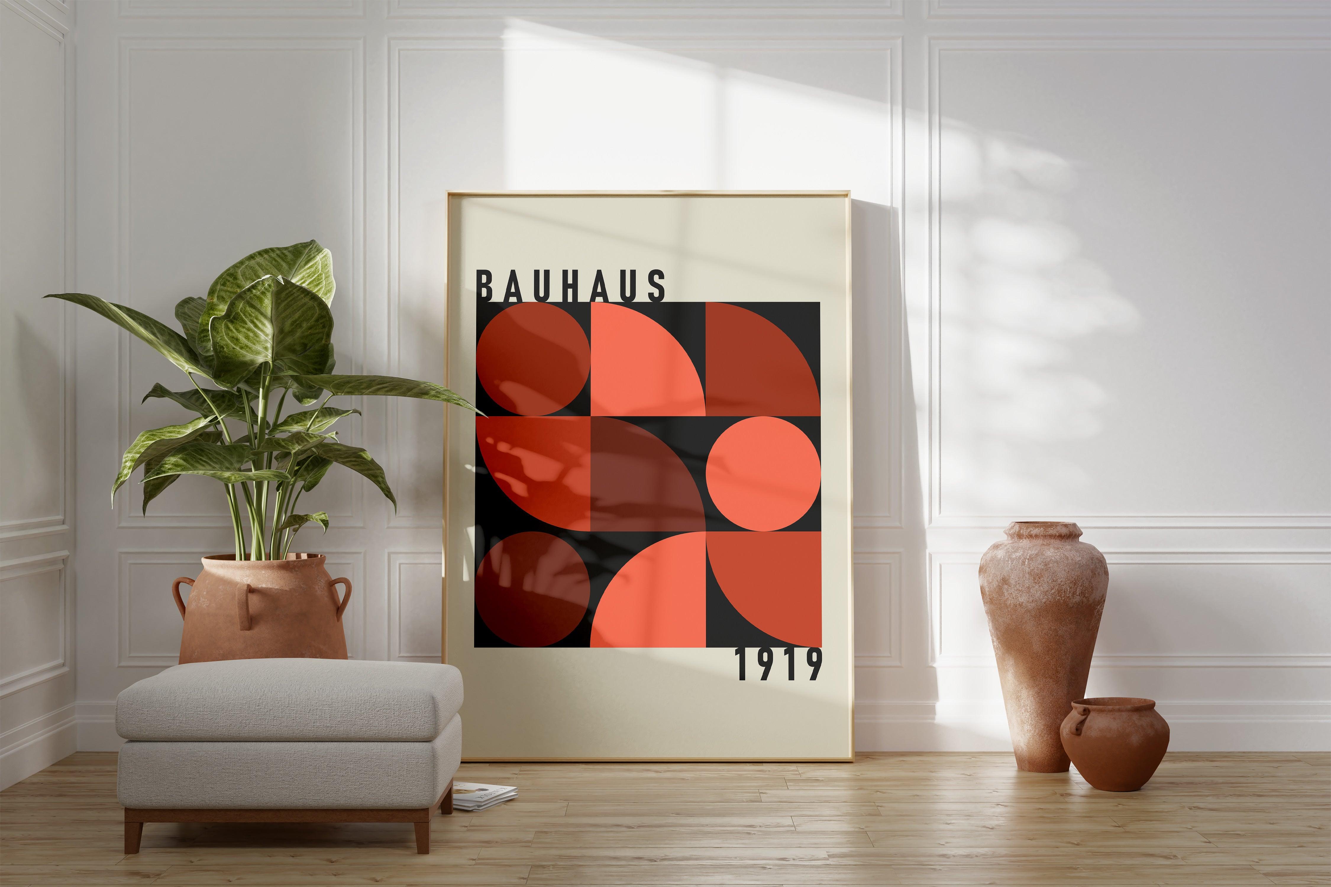 Bauhaus Red Semicircles - stravee - Wall Art Print