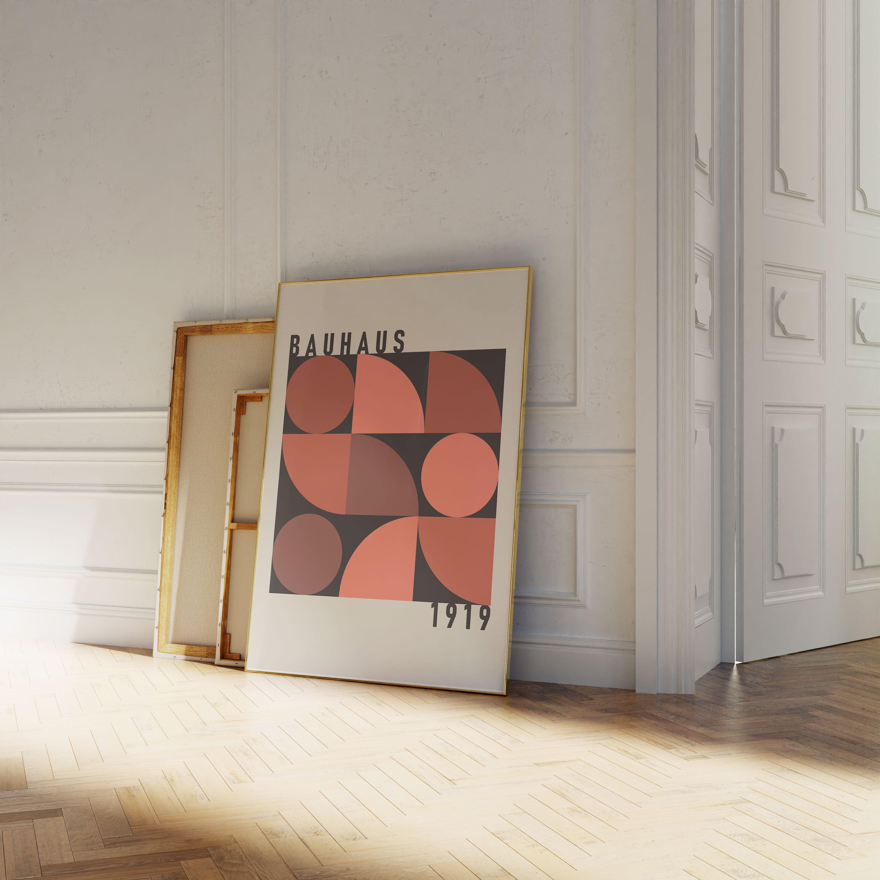 Bauhaus Red Semicircles - stravee - Wall Art Print