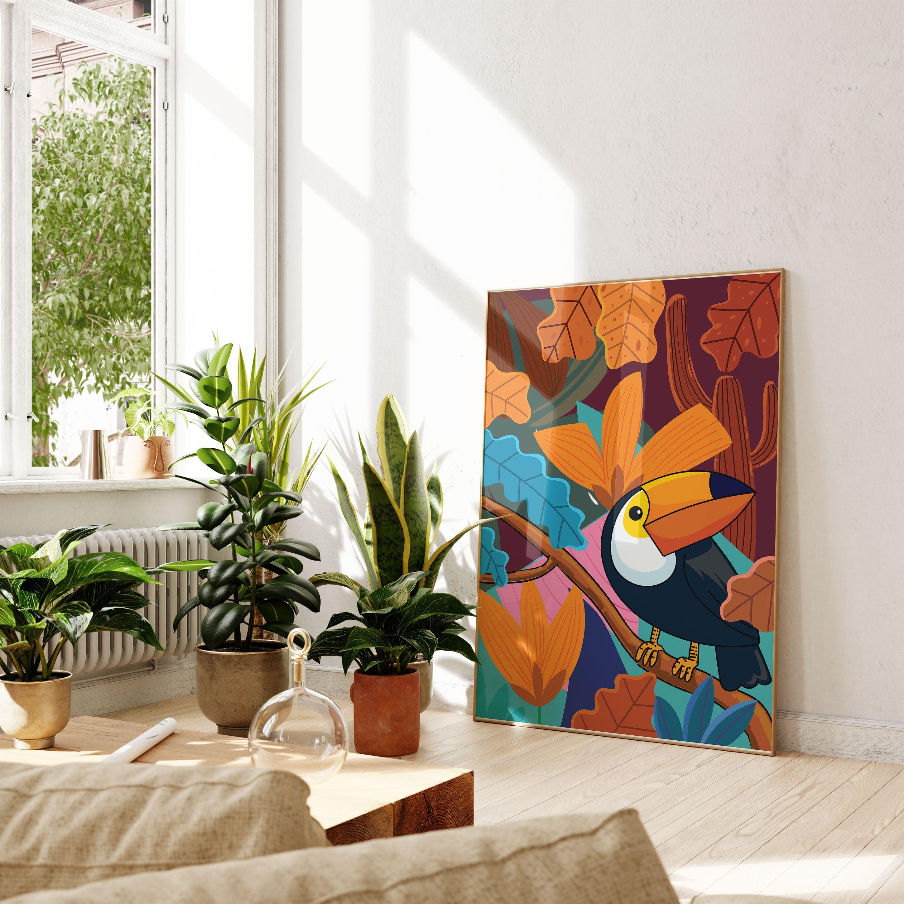 Toucan In Jungle No 2 - stravee - Wall Art Print