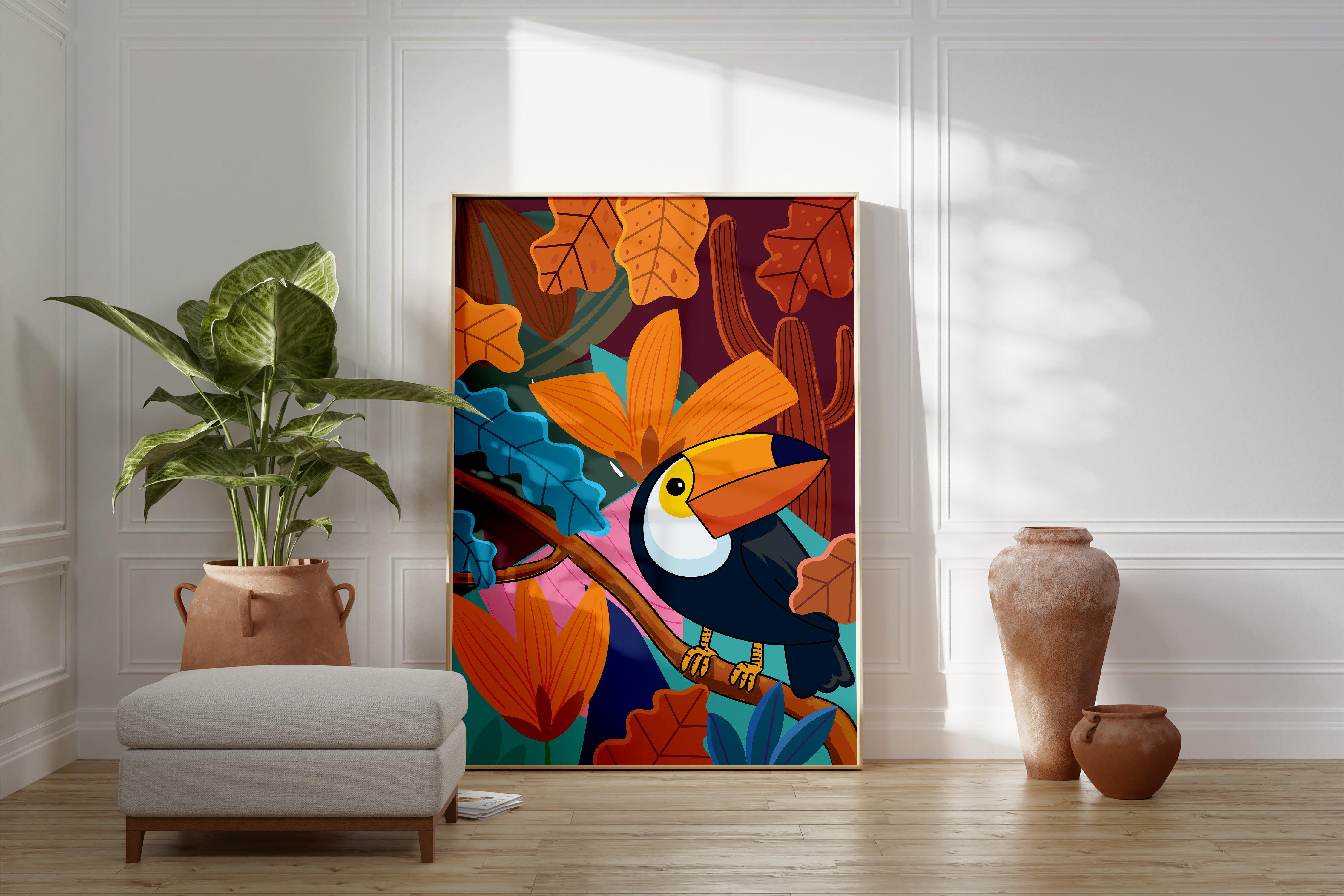 Toucan In Jungle No 2 - stravee - Wall Art Print