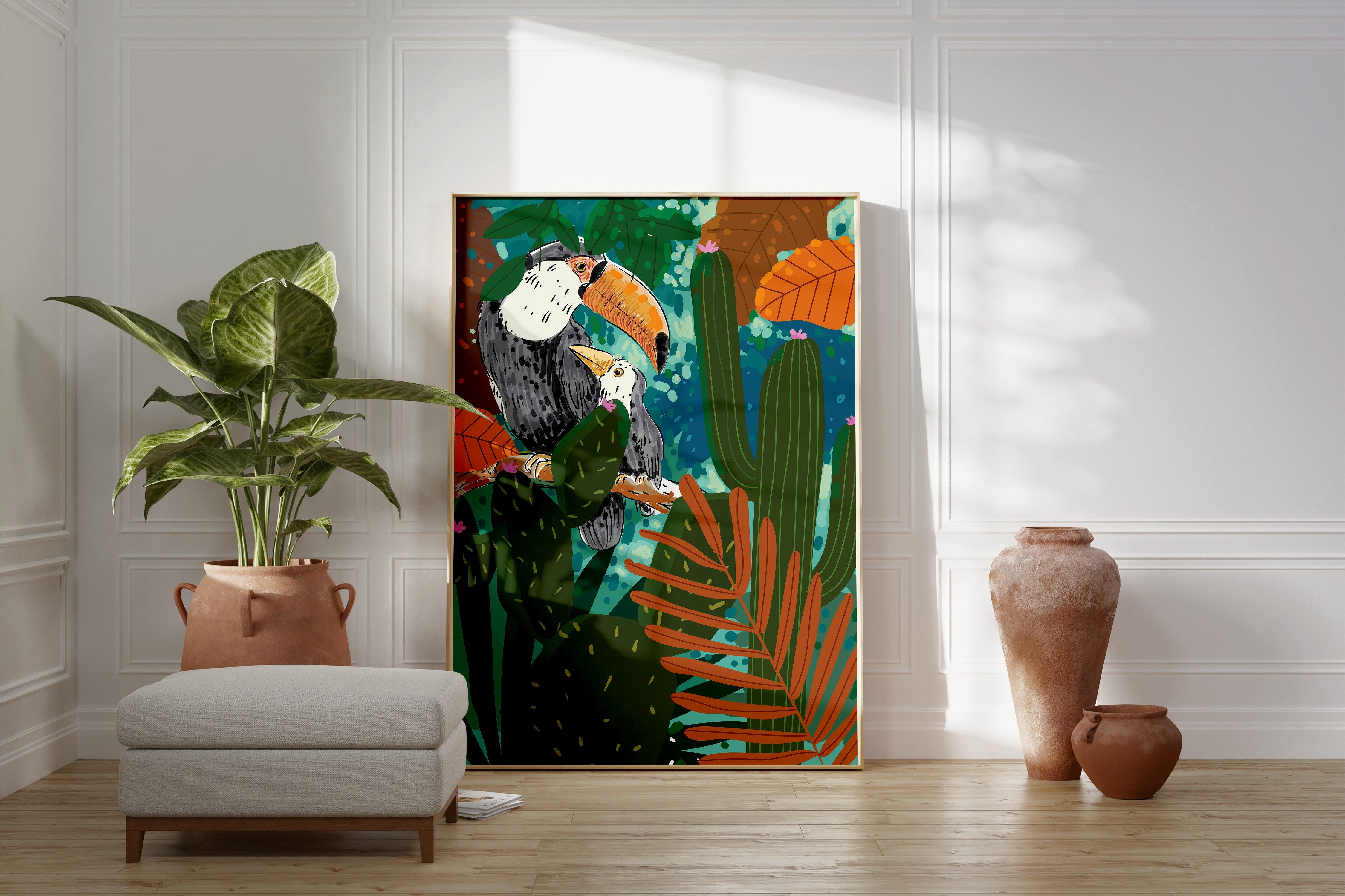 Toucans In Jungle No 1 - stravee - Wall Art Print