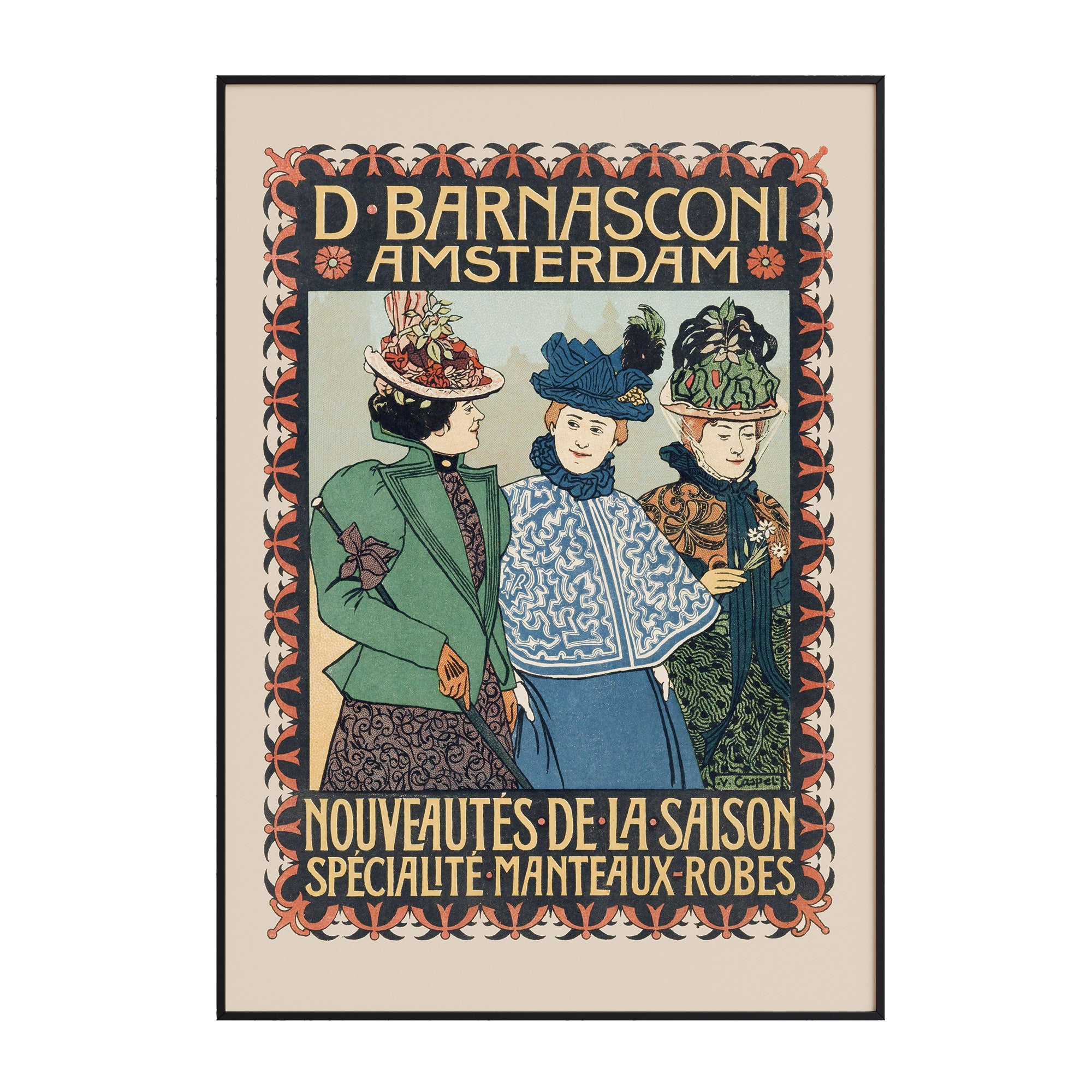 Johann Georg van Caspel - Advertentie van kledingzaak D. Barnasconi in Amsterdam