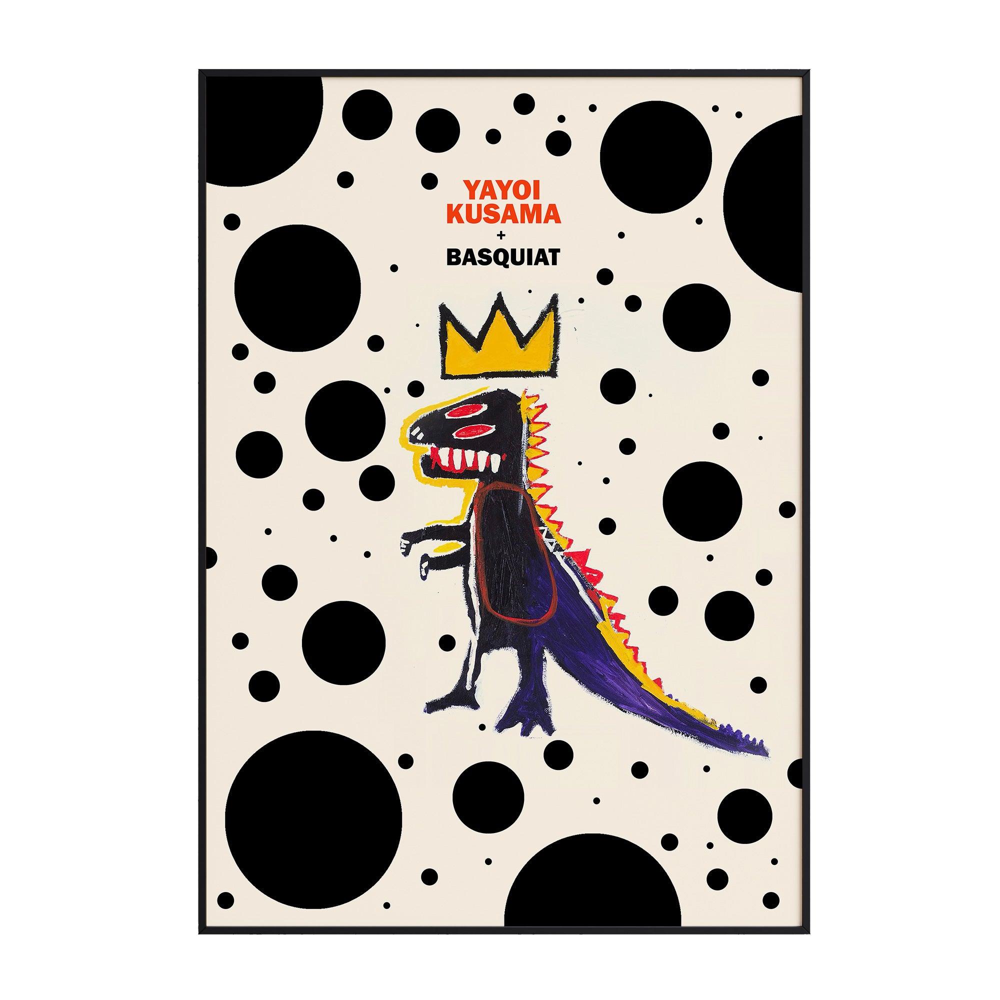 Basquiat & Kusama - Dotted Dinosaur - stravee - Wall Art Print