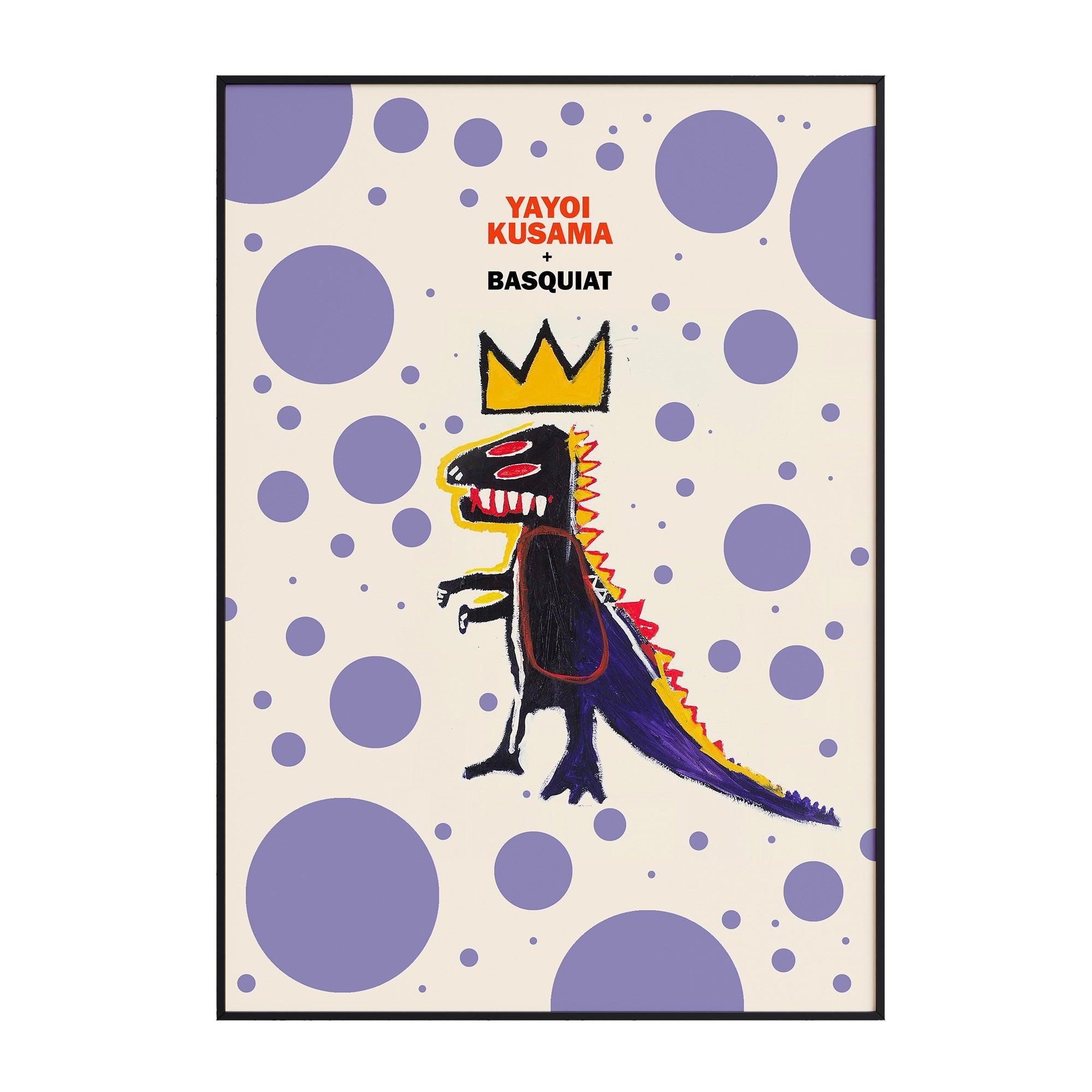 Basquiat & Kusama - Purple Dotted Dinosaur - stravee - Wall Art Print