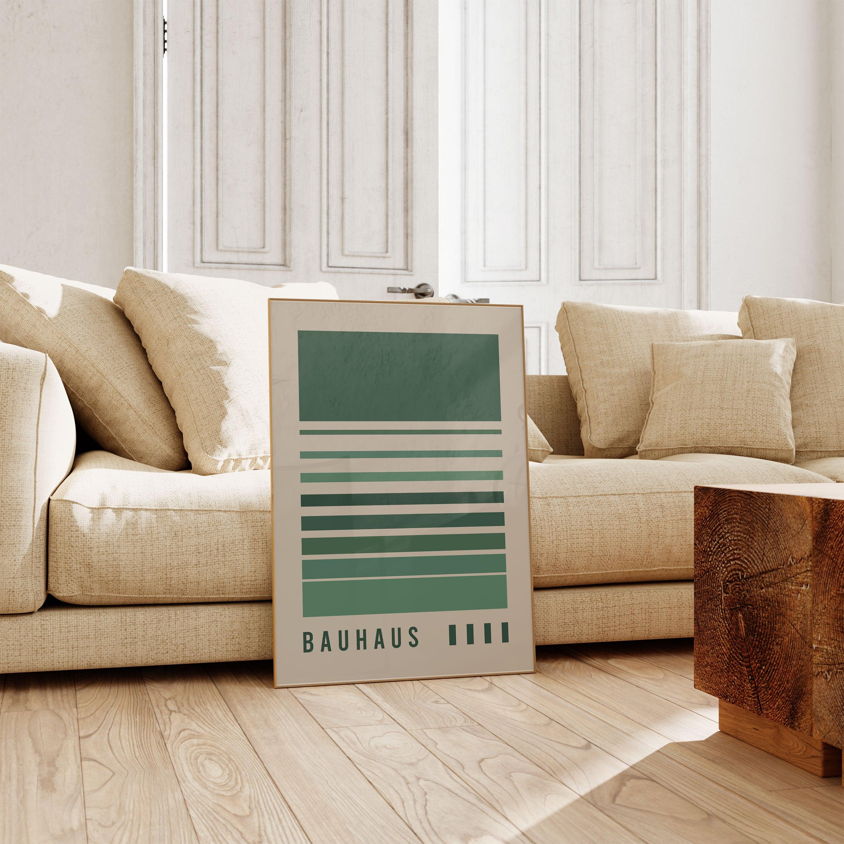 Bauhaus Green Lines Color Code - stravee - Wall Art Print