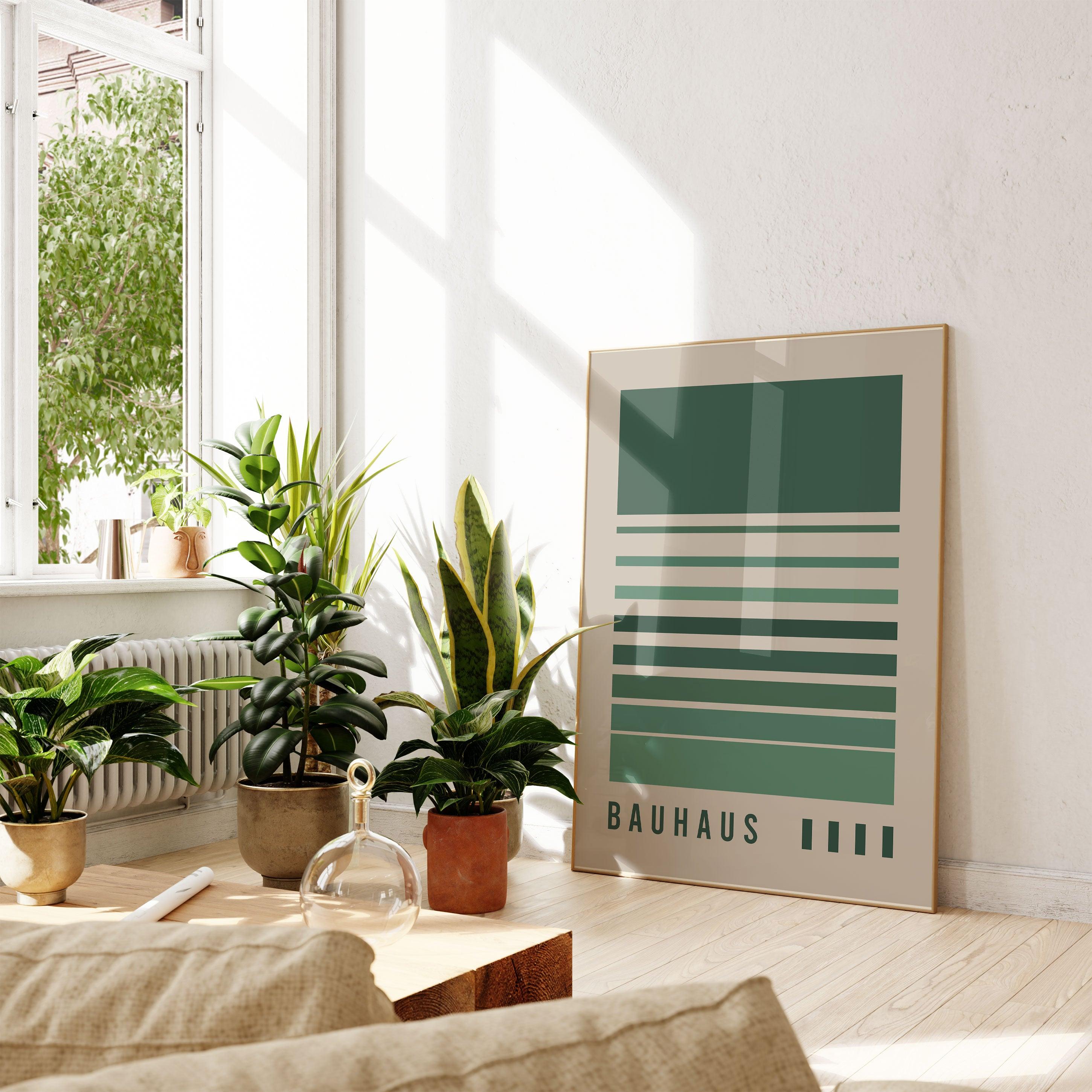 Bauhaus Green Lines Color Code - stravee - Wall Art Print