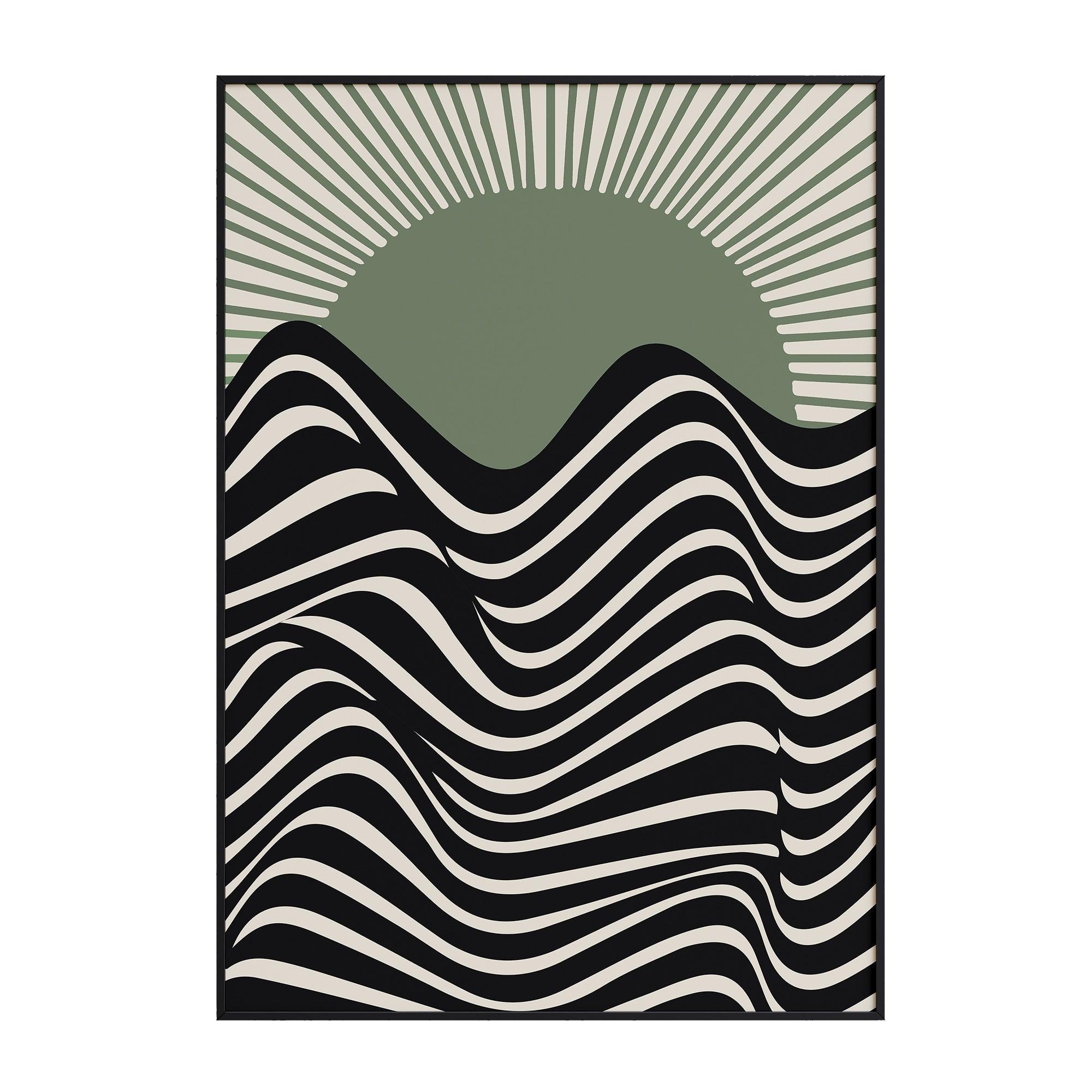 Bauhaus Green Sun - stravee - Wall Art Print