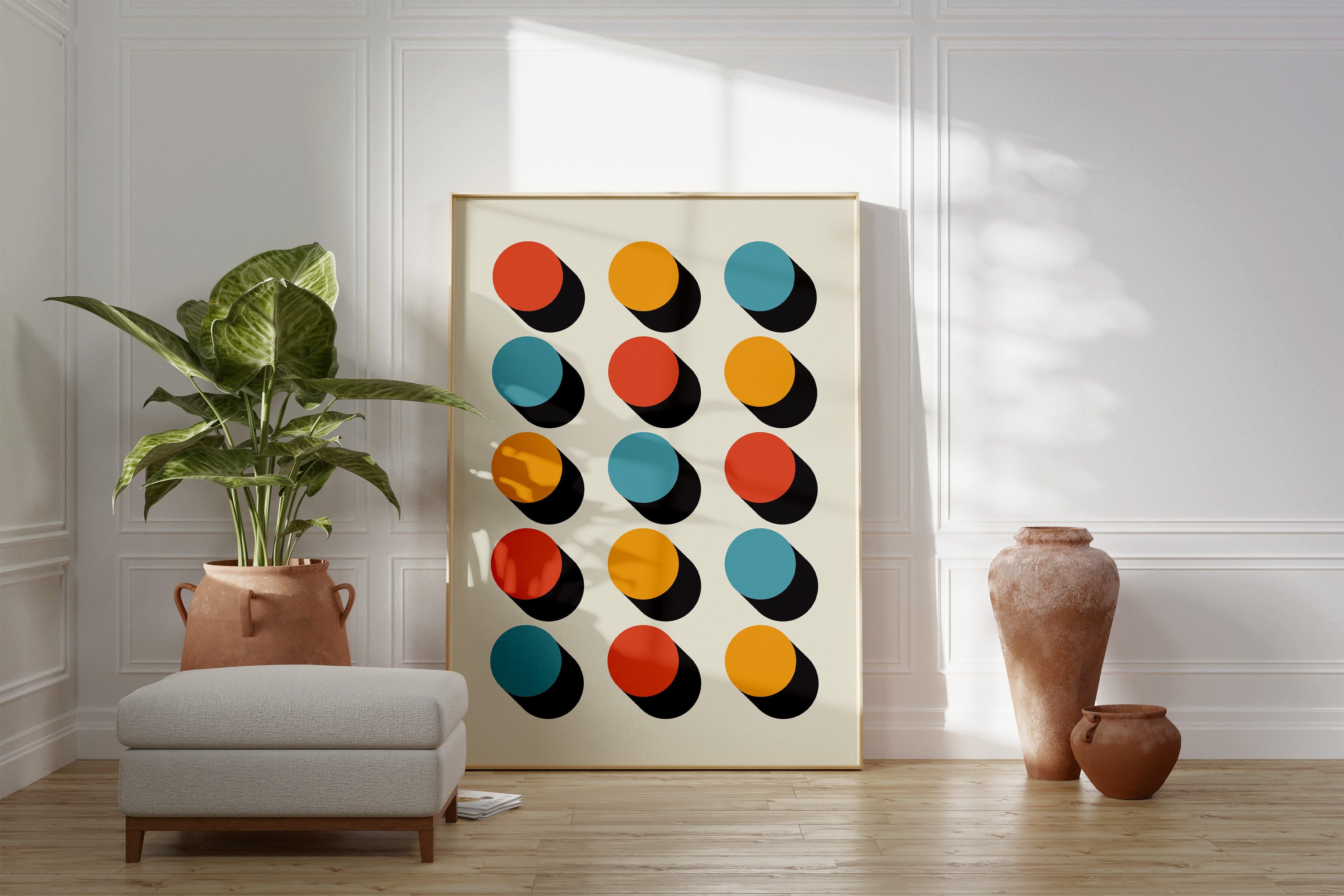 Bauhaus Mixed Dots - stravee - Wall Art Print