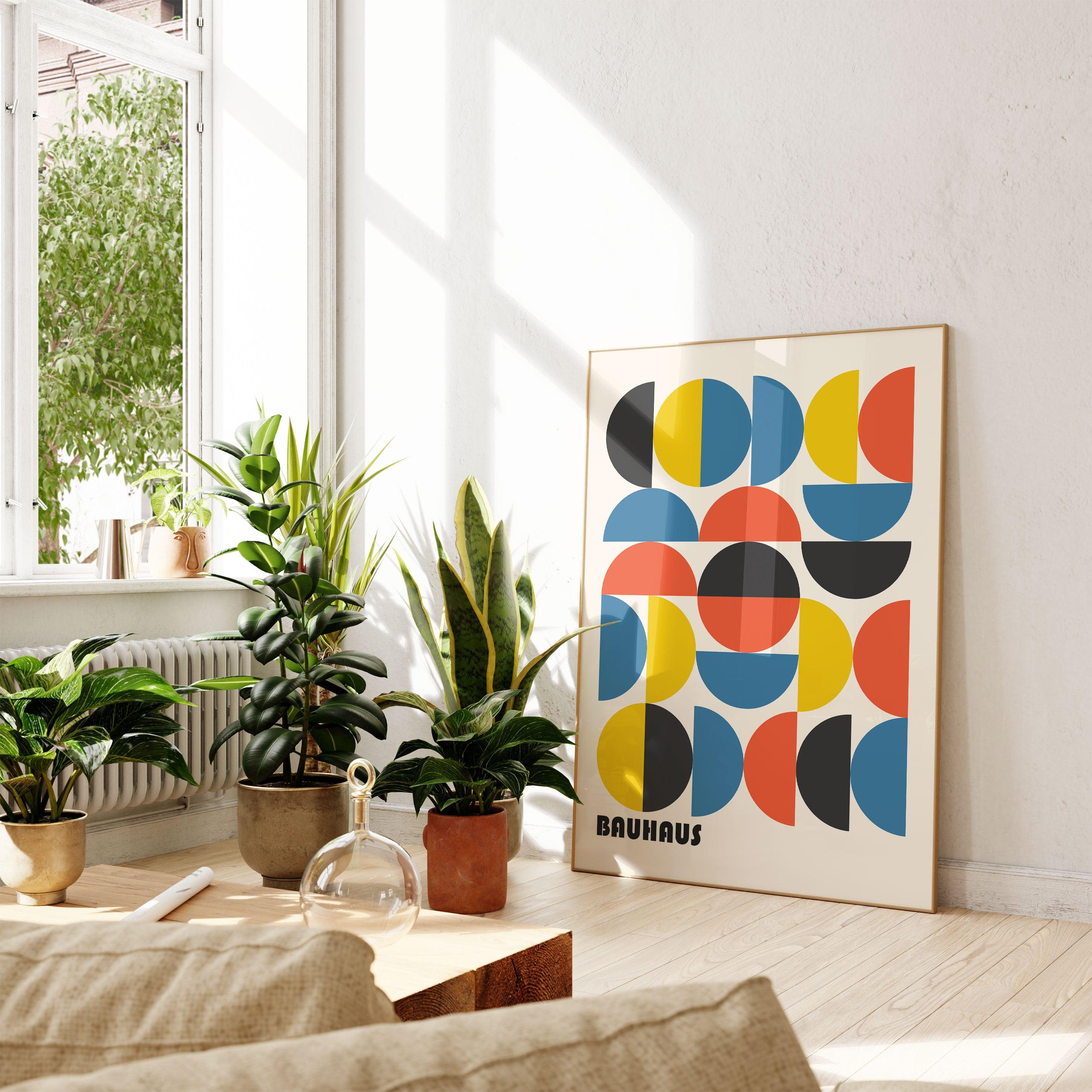 Bauhaus Multi Colour Semicircles No2 - stravee - Wall Art Print