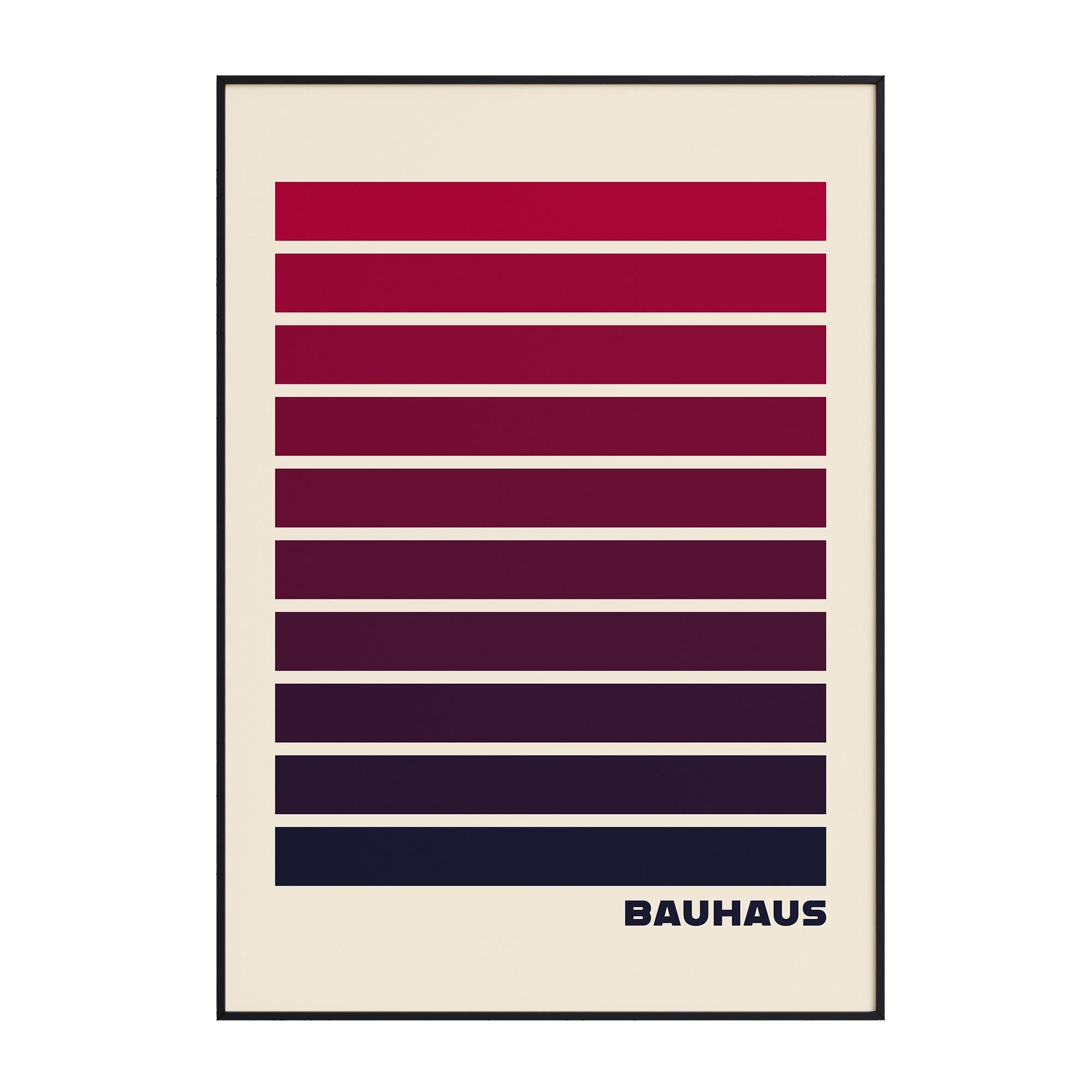 Bauhaus Red Lines Color Code - stravee - Wall Art Print