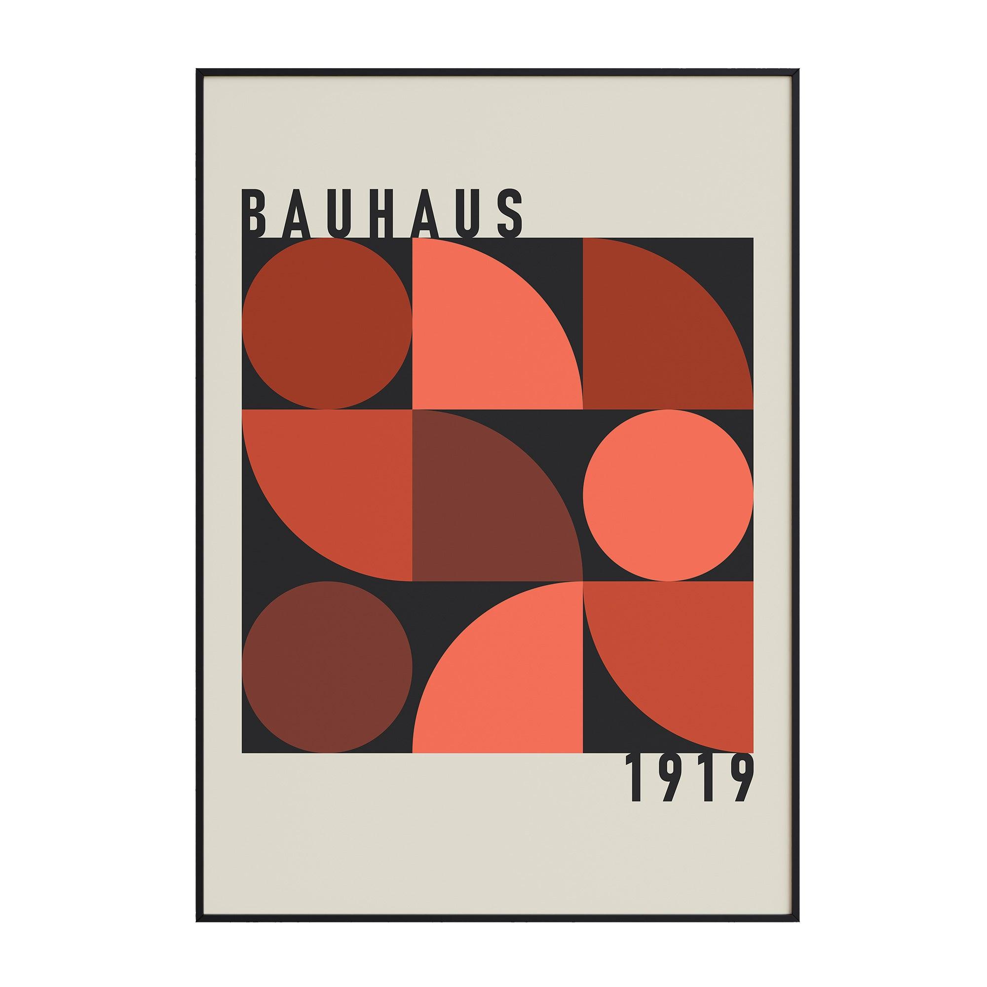 Bauhaus Red Semicircles - stravee - Wall Art Print