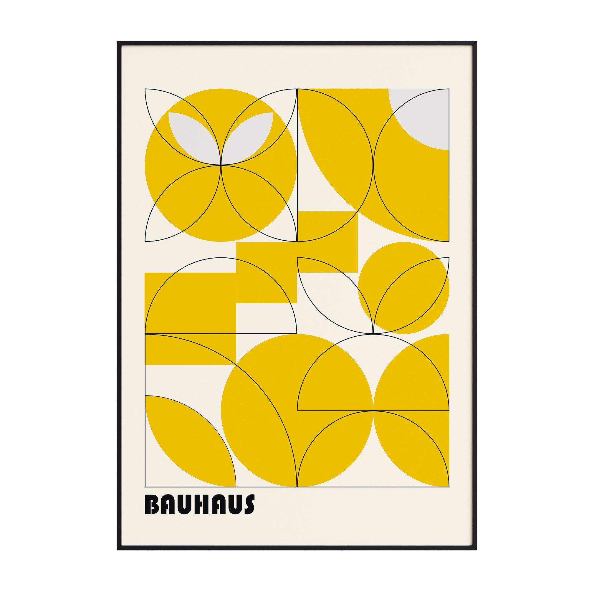 Bauhaus Yellow Semicircles - stravee - Wall Art Print