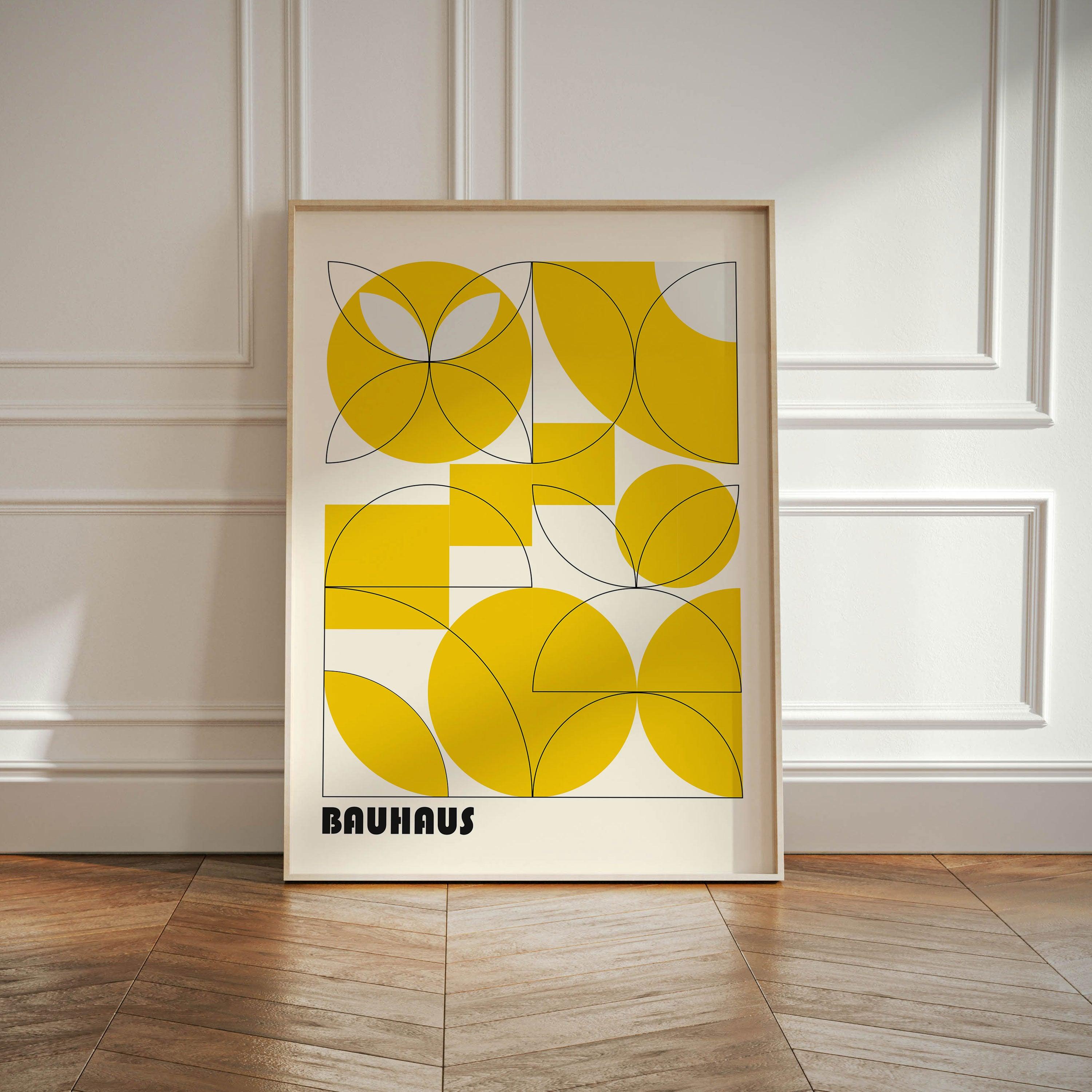 Bauhaus Yellow Semicircles - stravee - Wall Art Print