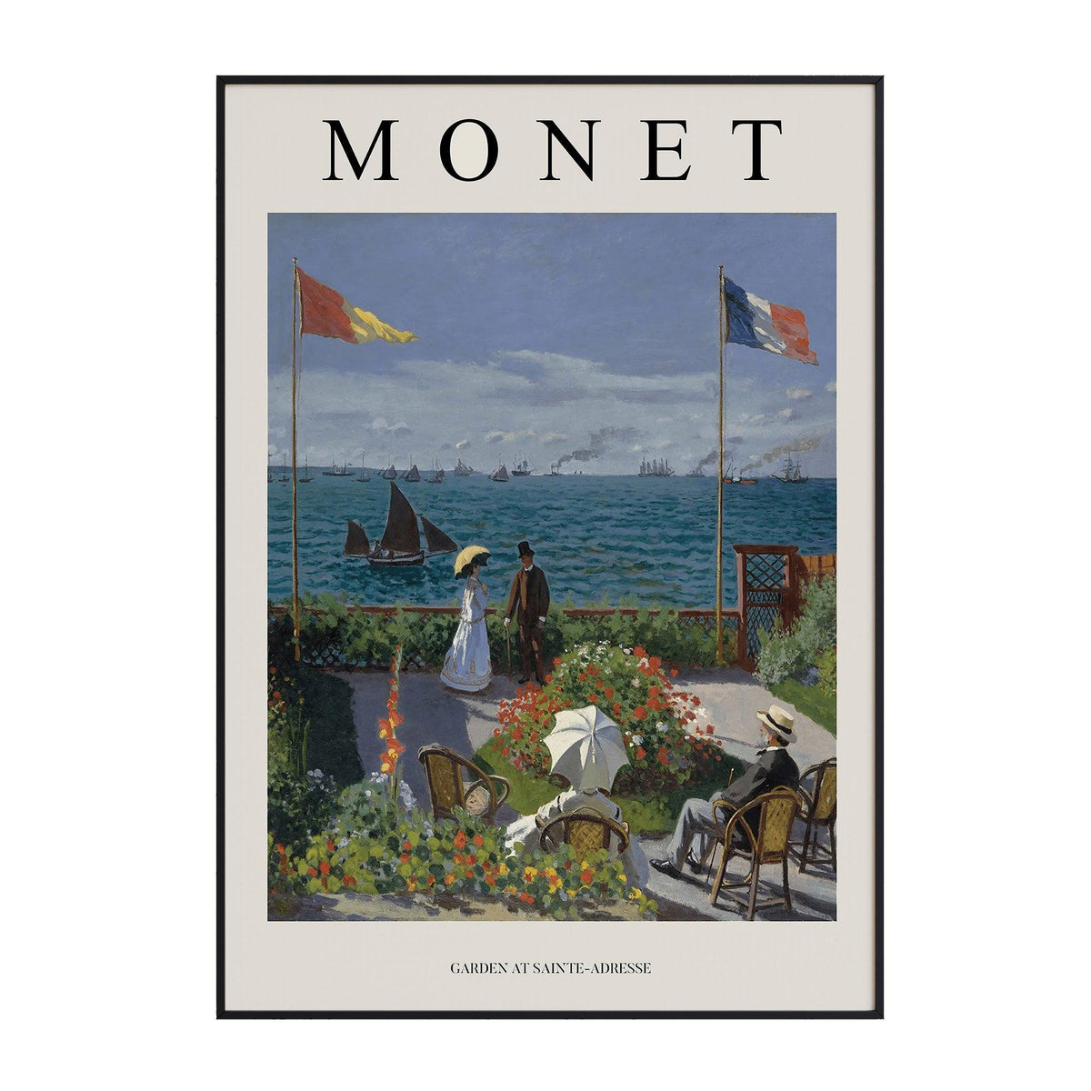 【国産最新作】Claude Monet、SAINTE-ADRESSE、希少高級画集画、新品額装付 人物画