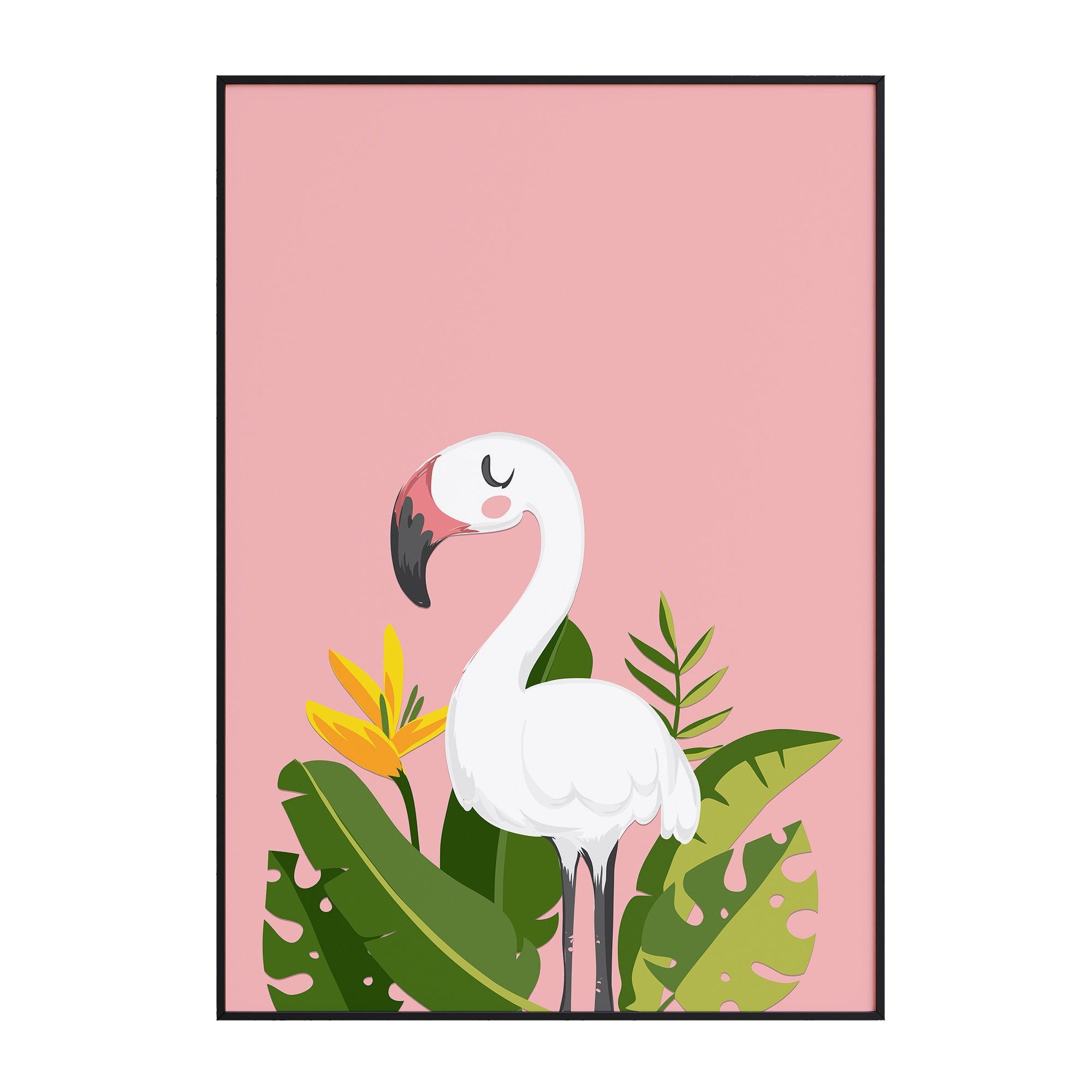 Pink Flamingo Illustration - stravee - Wall Art Print