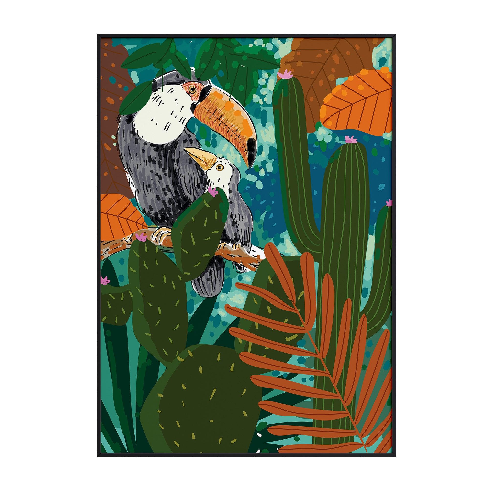 Toucans In Jungle No 1 - stravee - Wall Art Print